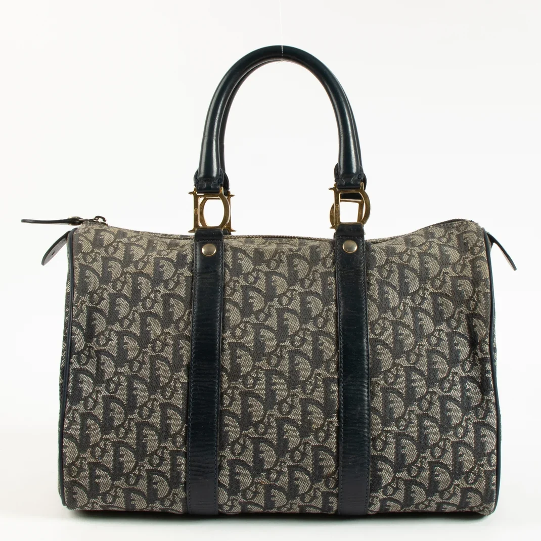 Dior Blue Oblique Canvas Small Boston Bag Hand Bags